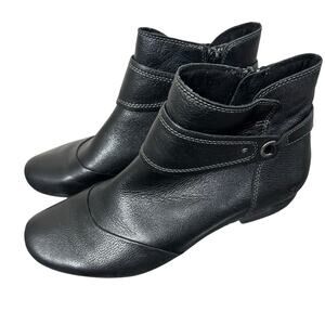 Taos 17205 Women's 6.5 EU 37 Black Leather Ankle Boots Side Zip Comfort Booties